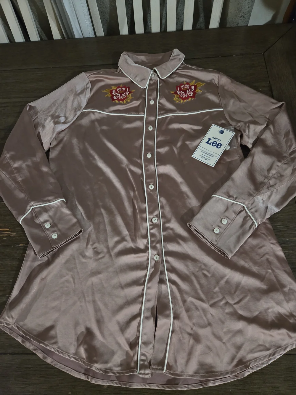 KACEY MUSGRAVES x LEE Satin Western Sleep Shirt NWT Fawn Pink Limited Edition